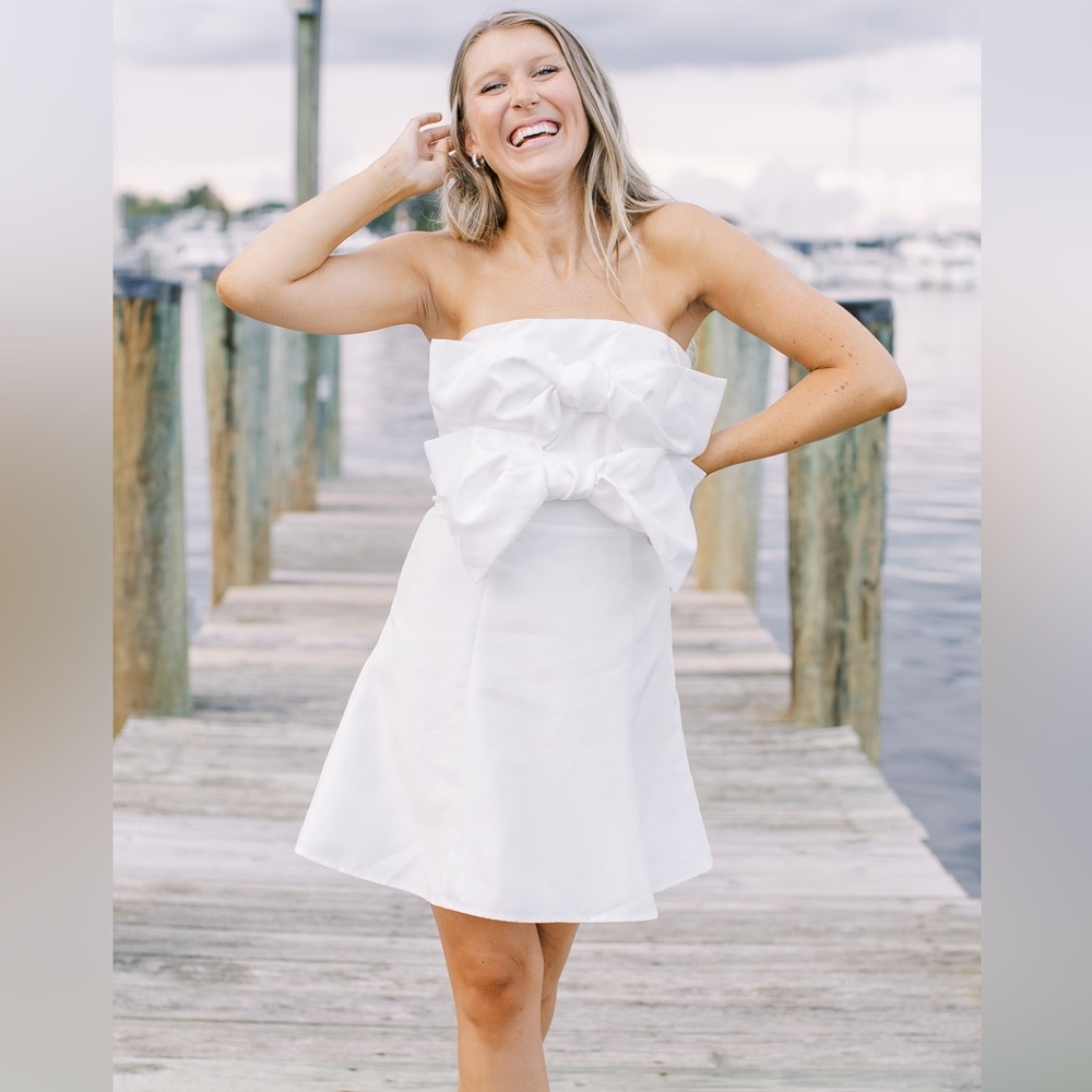 Bridal Anthropologie Boskemper White Bow Dress